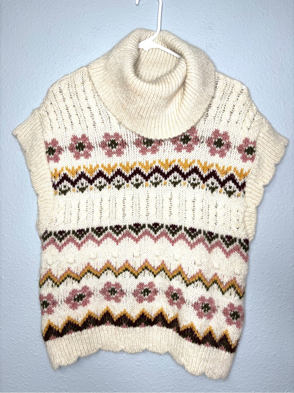 Mango Fair Isle Whimsical Turtleneck Sweater Shell XL - Picture 5 of 8